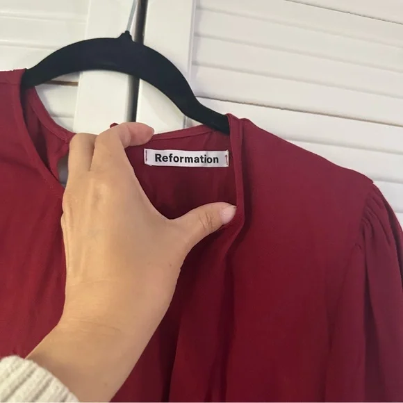 Reformation Celeste Long Sleeve Slit Ruched Midi Dress - Picture 3 of 3